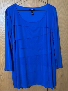Alfani Women's Cobalt Blue Tiered 3/4 Sleeve Dress 1X
